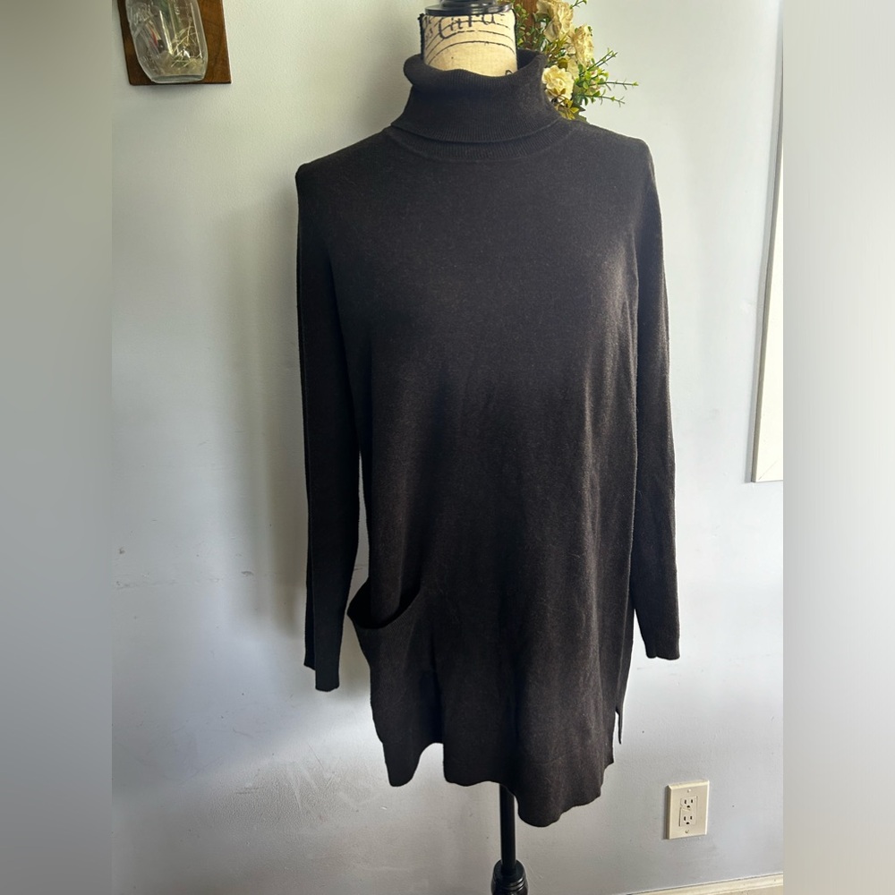 Cabi sweater tunic‎ preppy Tuttle neck academia 100% cotton one pocket